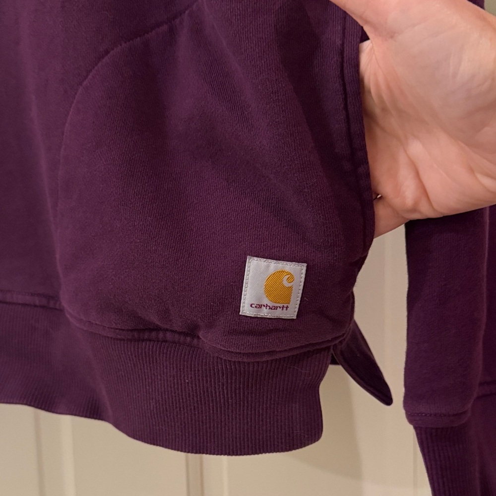 Carhartt Women’s Dark Plum Half-Zip Sweatshirt - Picture 2 of 11